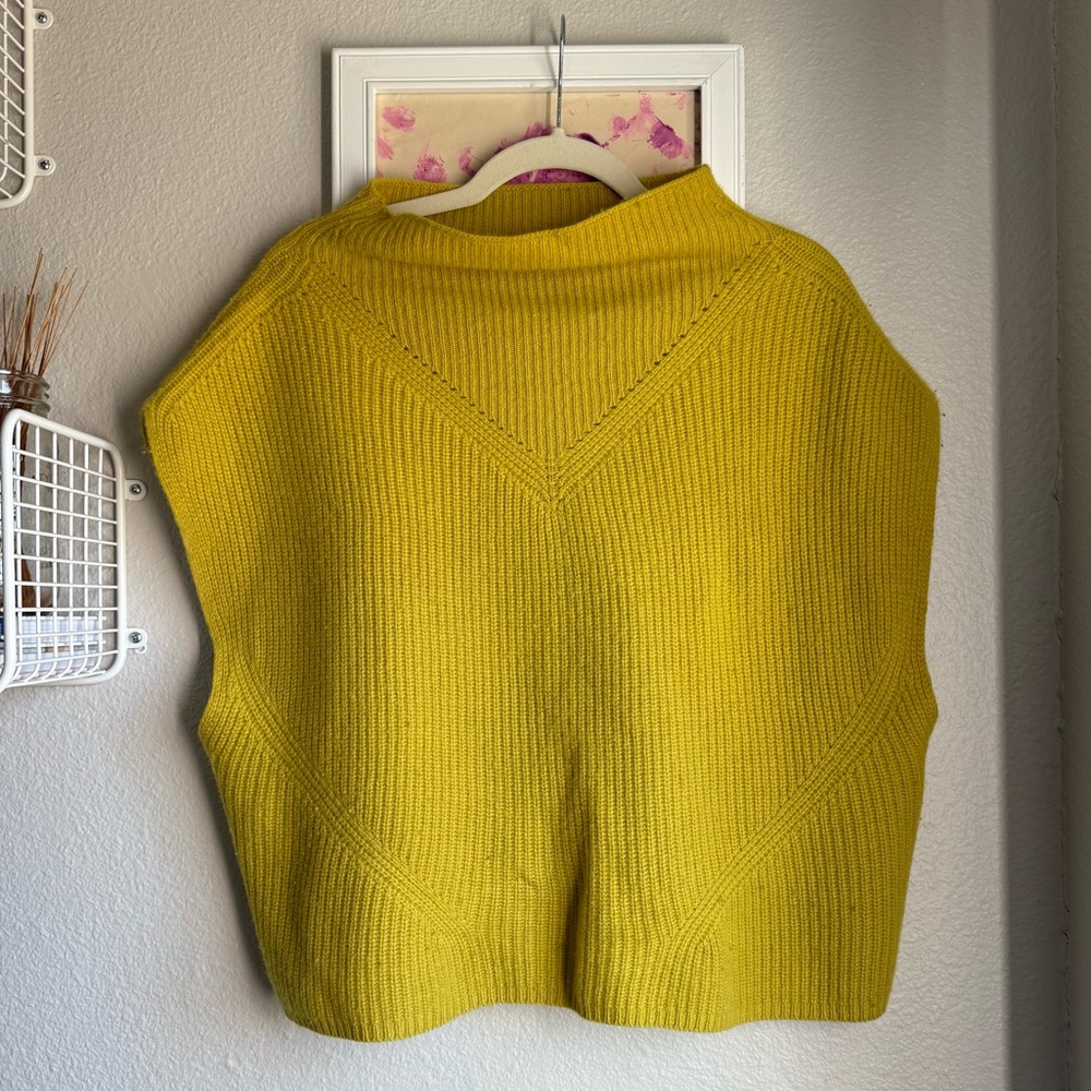 Anthropologie Cashmere Oversized Sweater Vest Green M